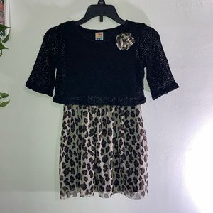 Adorable leopard print dress with crocheted top nwot size 5T
